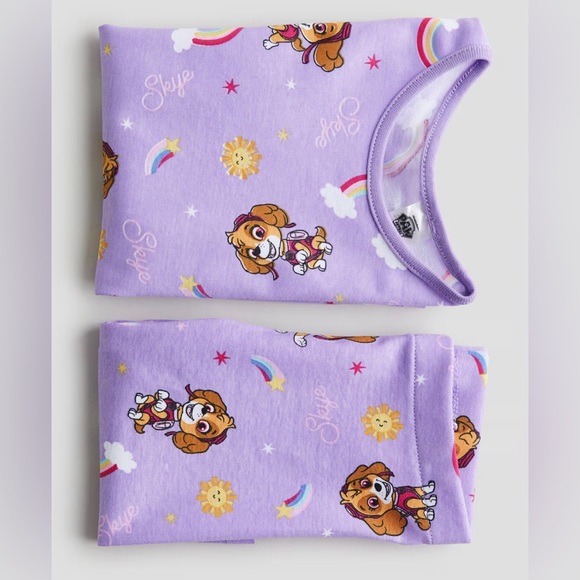 H&M Kids Paw Patrol Skye Rainbow Jersey Pajamas PJs Short Sleeve Set Girls 3T - Picture 2 of 4